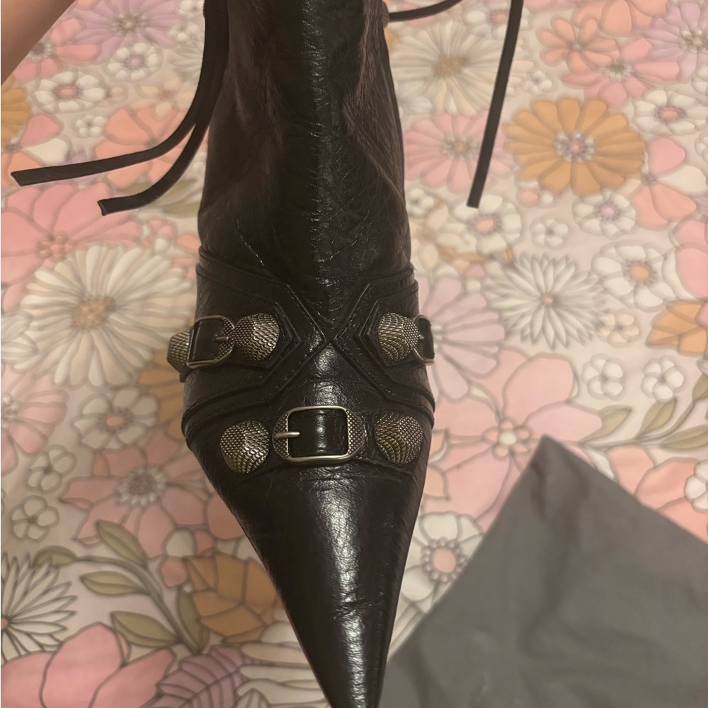Balenciaga Black Ankle Boots with Silver Buckles
